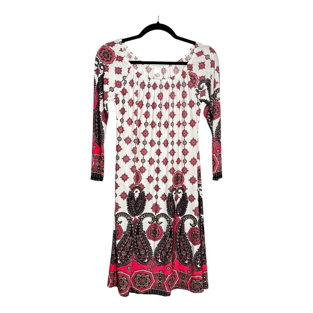 Pink Coconut Boutique Phoenix-726 Paisley Medallion Dress Pink Black Womens S‎